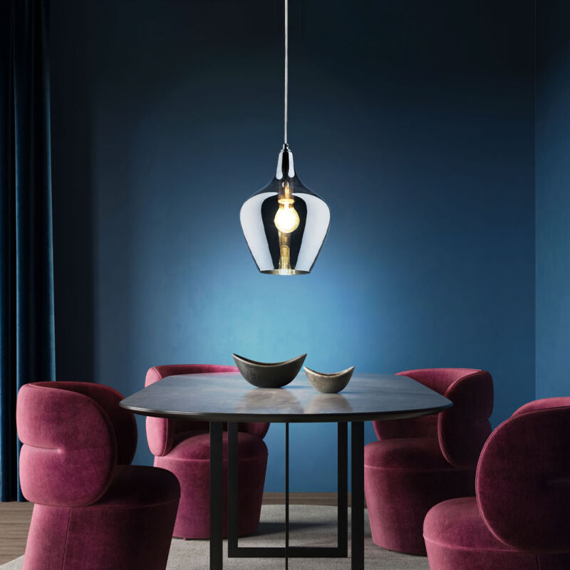 foto del prodotto lampada a sospensione a led in vetro fum lampada a sospensione lampada da tavolo da pranzo lampada da soggiorno, 7w 806lm bianco caldo, dxh 22 x 150