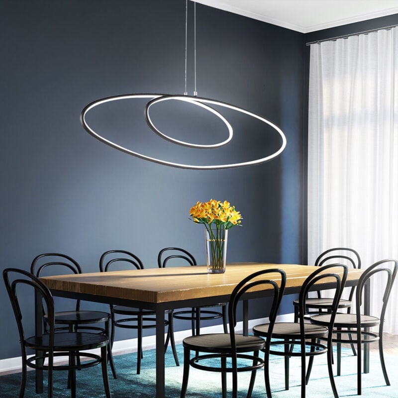 foto del prodotto lampada a sospensione a led lampada a sospensione dimmerabile nera, dimmer a 3 livelli tramite interruttore a parete, 37w 2700lm bianco caldo, pxh