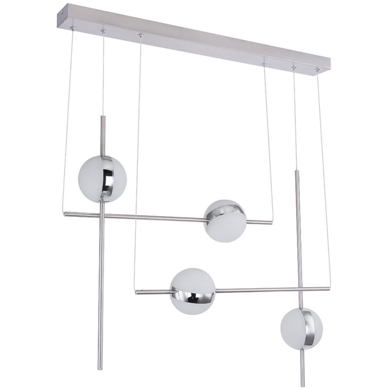 foto del prodotto lampada a sospensione a led lampada da soggiorno lampada a sospensione a sfera vetro cromo opalino luce interna moderna, 32 watt 2200lm 3000k, lxh 83