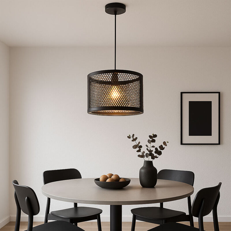 foto del prodotto lampada a sospensione a led lampada da soggiorno lampada a sospensione retr lampada da tavolo, oro nero, paralume in metallo, 1x e27 led a
