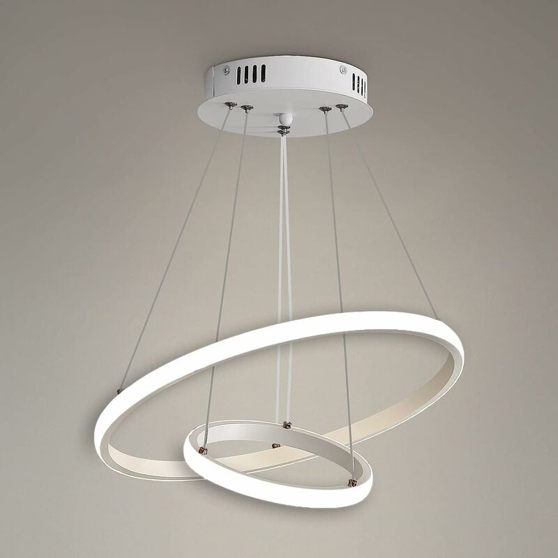 foto del prodotto lampada a sospensione a led, lampadario circolare moderno, lampada a sospensione bianca 4000k, lampada da soffitto soggiorno camera da letto