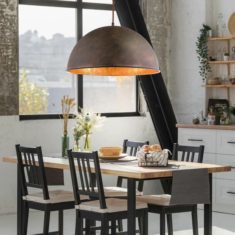 foto del prodotto lampada a sospensione a led per tavolo da pranzo lampada a sospensione oro industriale retr cucina vintage, metallo color ruggine, 7w 806lm bianco