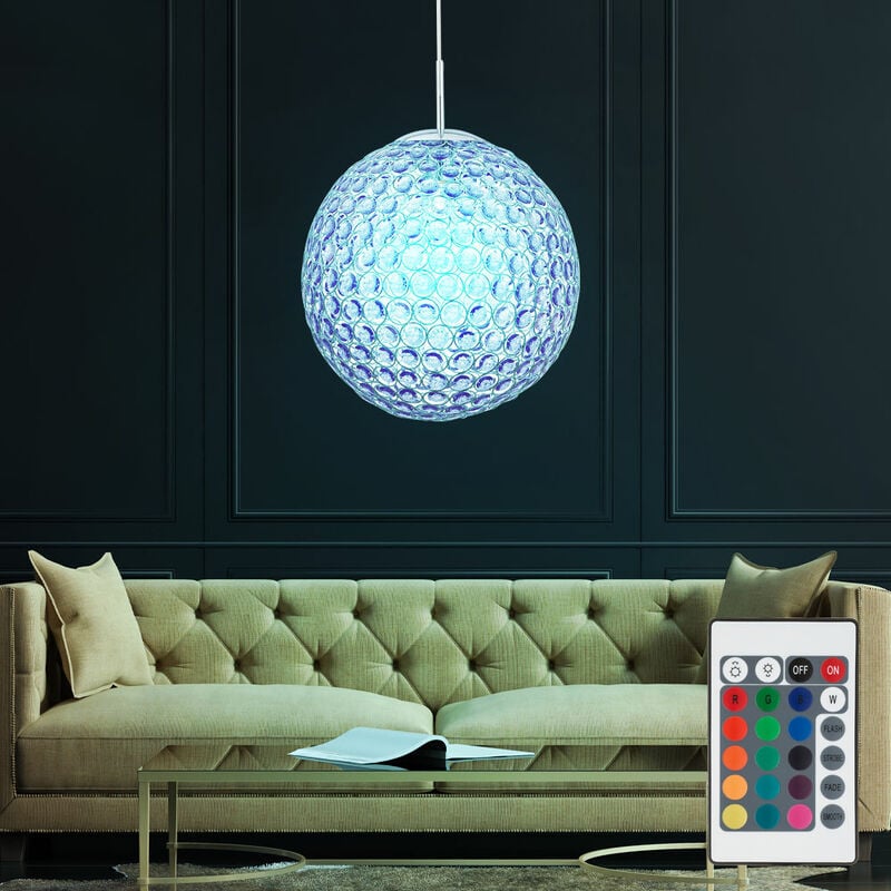 foto del prodotto lampada a sospensione a led rgb da 9 watt lampada a sospensione a sfera di cristallo con illuminazione che cambia colore