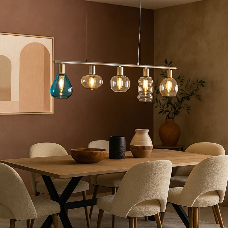 foto del prodotto lampada a sospensione a soffitto design soggiorno sala da pranzo illuminazione vetro cucina corridoio lampada a sospensione multicolore