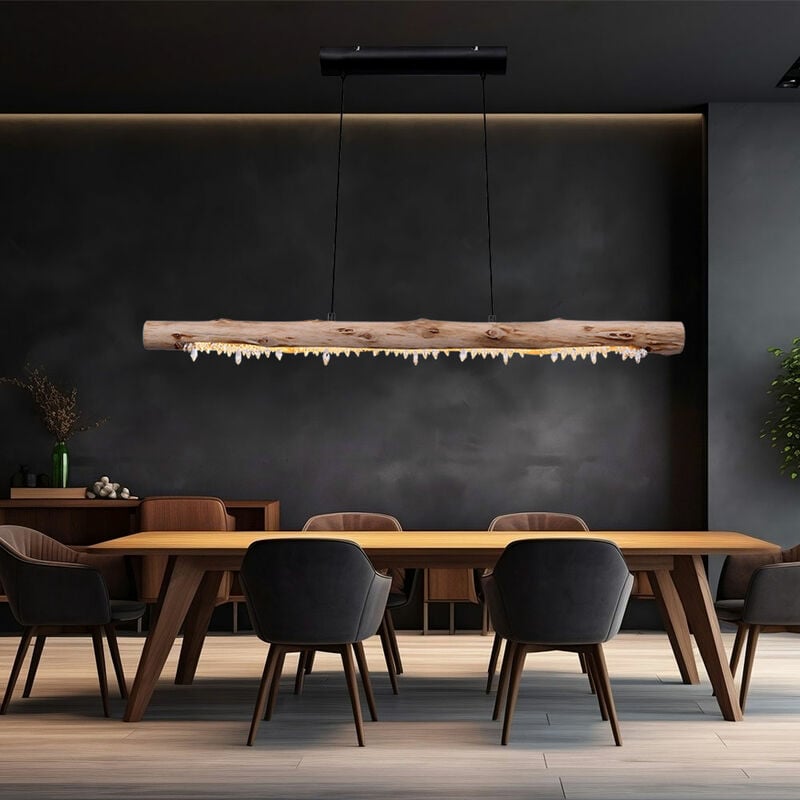 foto del prodotto lampada a sospensione a soffitto in legno con decoro in cristallo travi di legno lampada a sospensione lampada a sospensione in stile country, 1x led