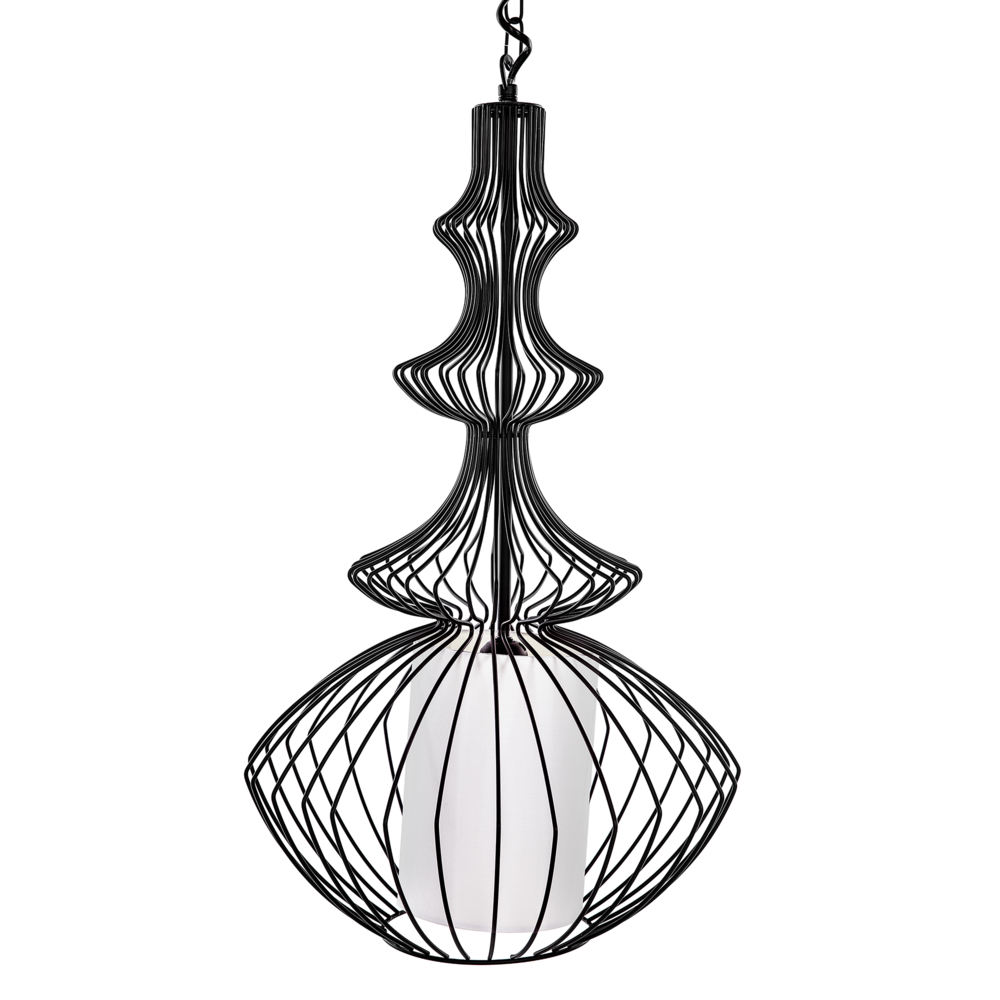 foto del prodotto lampada a sospensione a soffitto in metallo nero open cage shade industrial glamour
