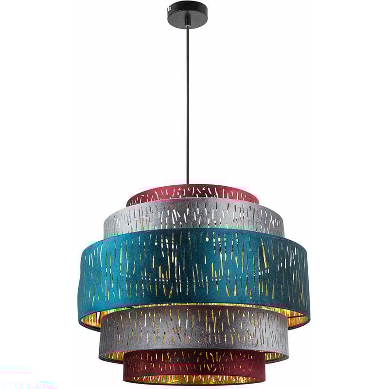 foto del prodotto lampada a sospensione a soffitto multicolore design a pendolo oro chiaro soggiorno tessile velluto decor punzonature globo 152663h