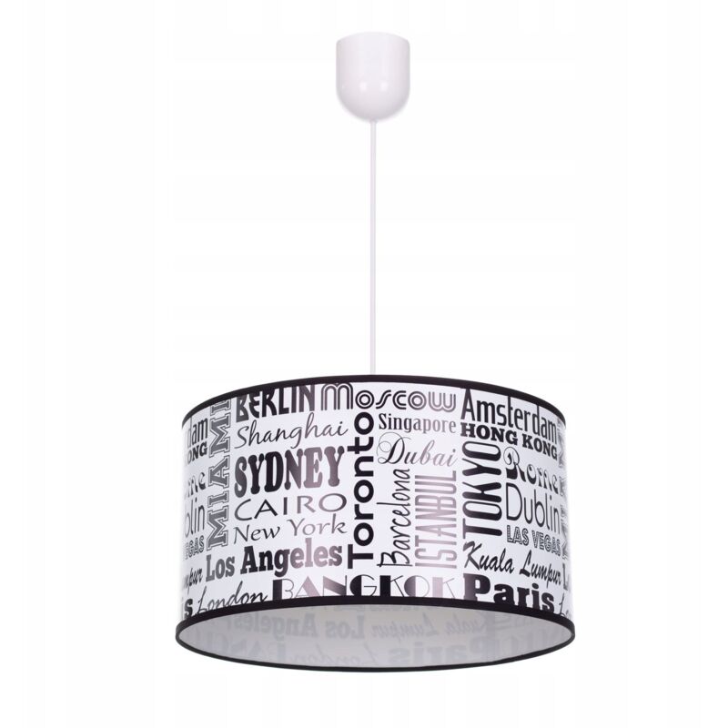 foto del prodotto lampada a sospensione a soffitto, paralume, stampa citt , iscrizioni