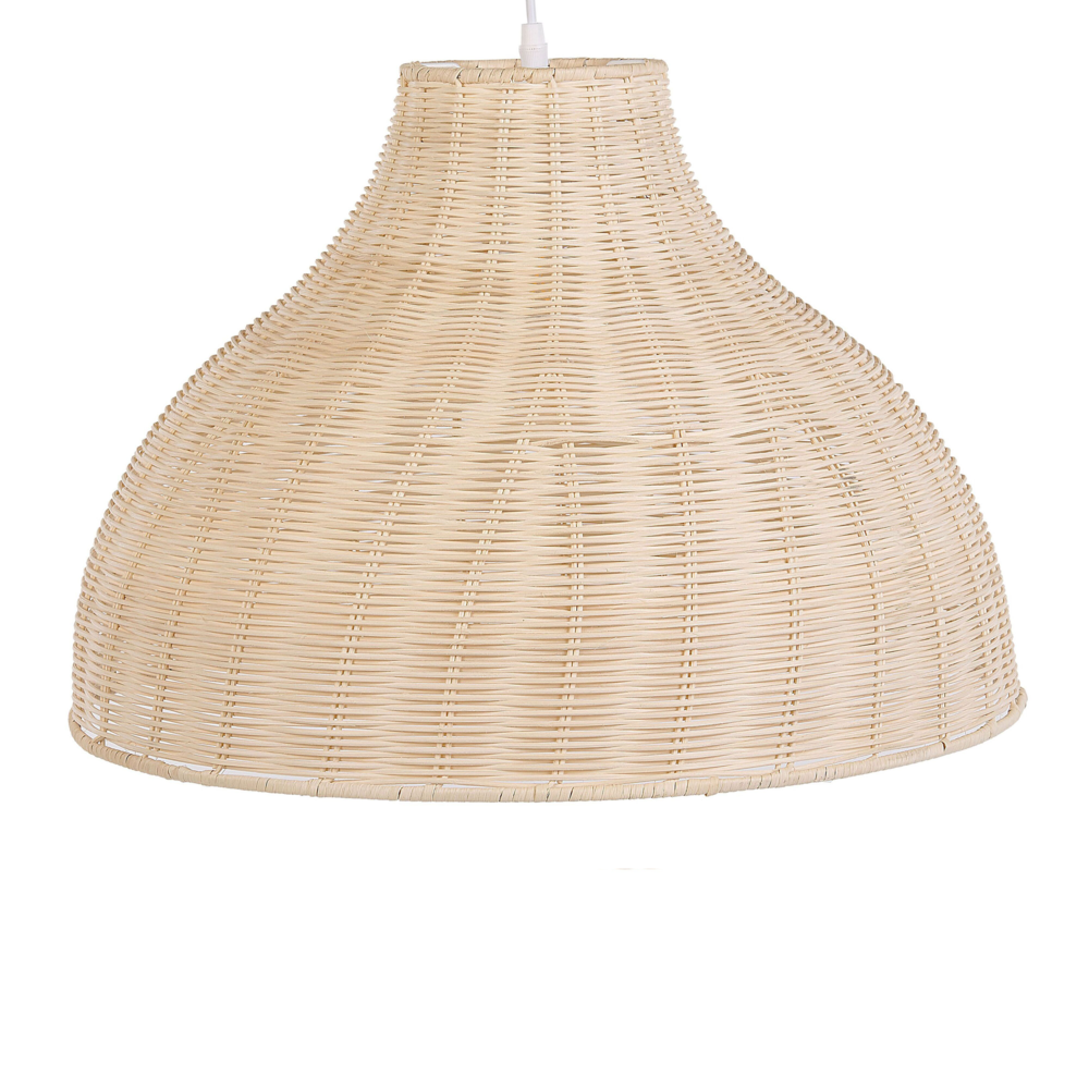 foto del prodotto lampada a sospensione a soffitto rattan vimini campana paralume boho rustico