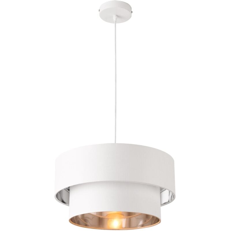 foto del prodotto lampada a sospensione a sospensione 60 w di diametro 40 cm bianco argento