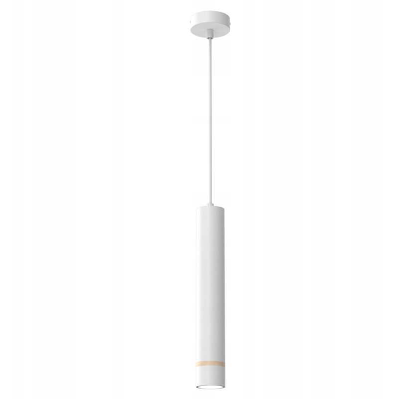 foto del prodotto lampada a sospensione a tubo gu10, bianco con legno