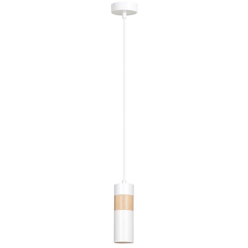 foto del prodotto lampada a sospensione akari, acciaio verniciato a polvere, legno, bianco, 10x100x10 cm