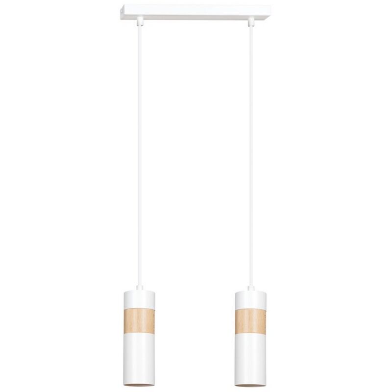 foto del prodotto lampada a sospensione akari, acciaio verniciato a polvere, legno, bianco, 30x100x6 cm