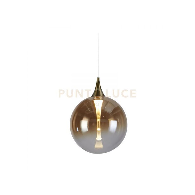 foto del prodotto lampada a sospensione alchemy led, metallo nero e vetro ambra