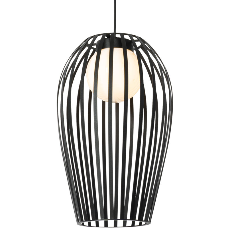 foto del prodotto lampada a sospensione angela design acciaio,plastico nero tondo max. 1 x watt qazqa