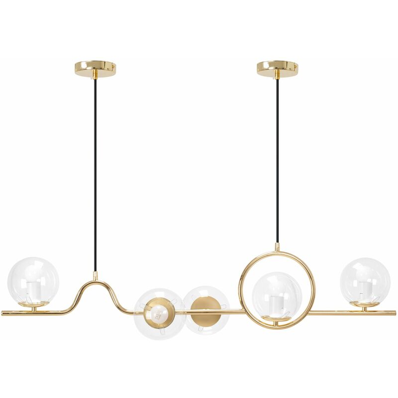 foto del prodotto lampada a sospensione app1023 5cp oro 5 punti luce e27 12x100x20 110cm regolabile