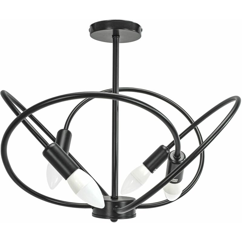 foto del prodotto lampada a sospensione app1093 4c 4 nero 4 punti luce e14 60x60x36cm