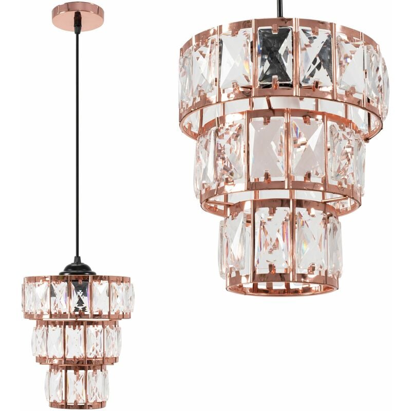 foto del prodotto lampada a sospensione app1104 1cp cristallo rosa oro tondo 1 punti luce e27 18,5x18,5x22,5 112,5cm regolabile