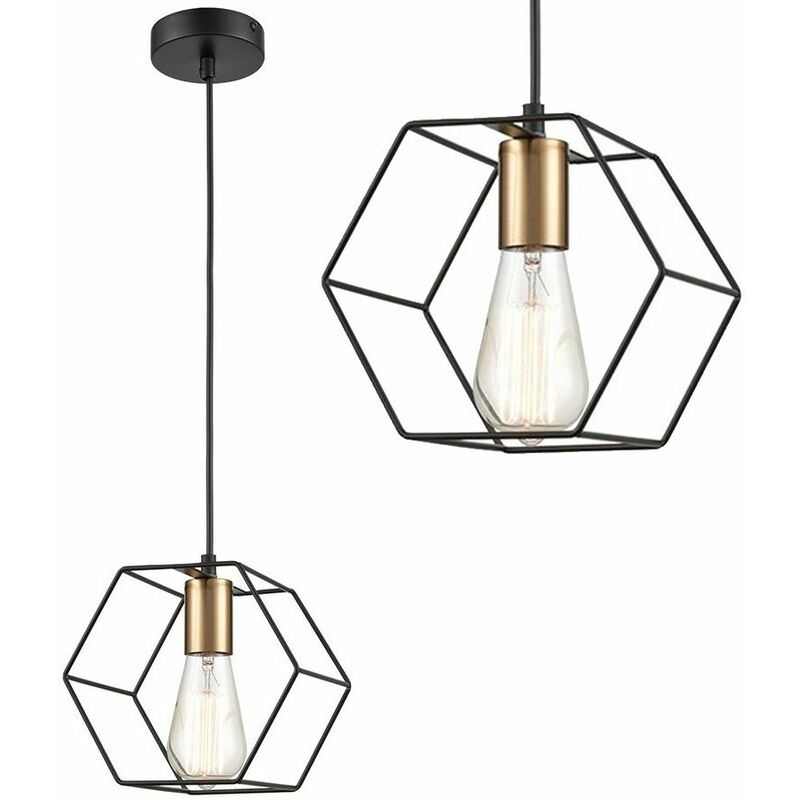 foto del prodotto lampada a sospensione app1131 1cp black gold e27