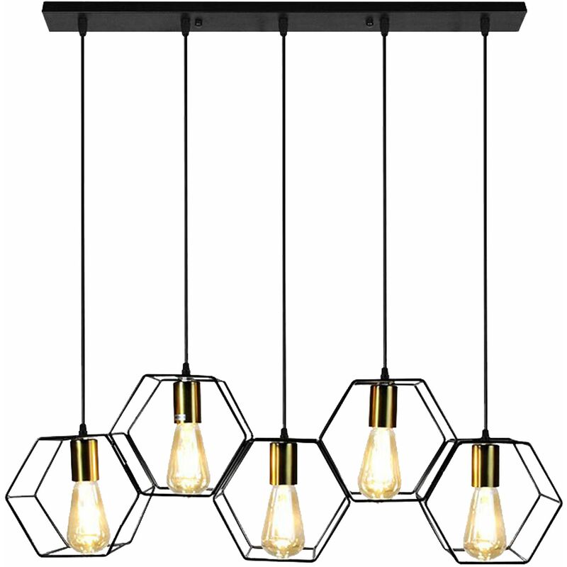 foto del prodotto lampada a sospensione app1133 5cp black gold e27