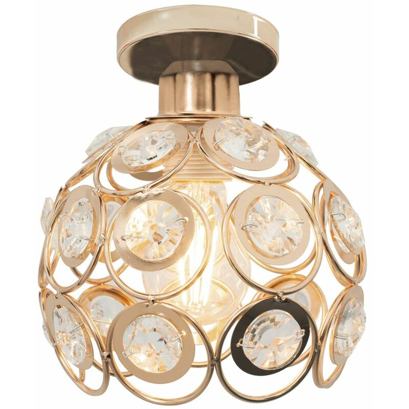 foto del prodotto lampada a sospensione app205 1c cristallo oro tondo 1 punti luce e27 18x18x17cm