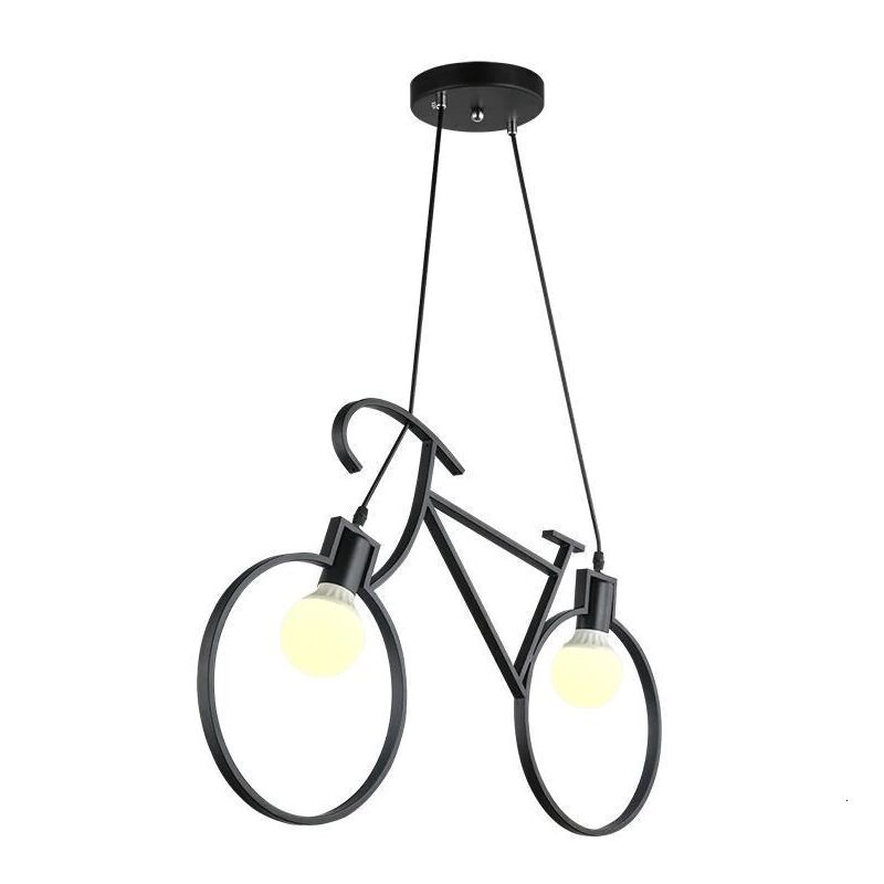 foto del prodotto lampada a sospensione app216 2cp bicicletta nero 2 punti luce e27 68x5x36cm regolabile
