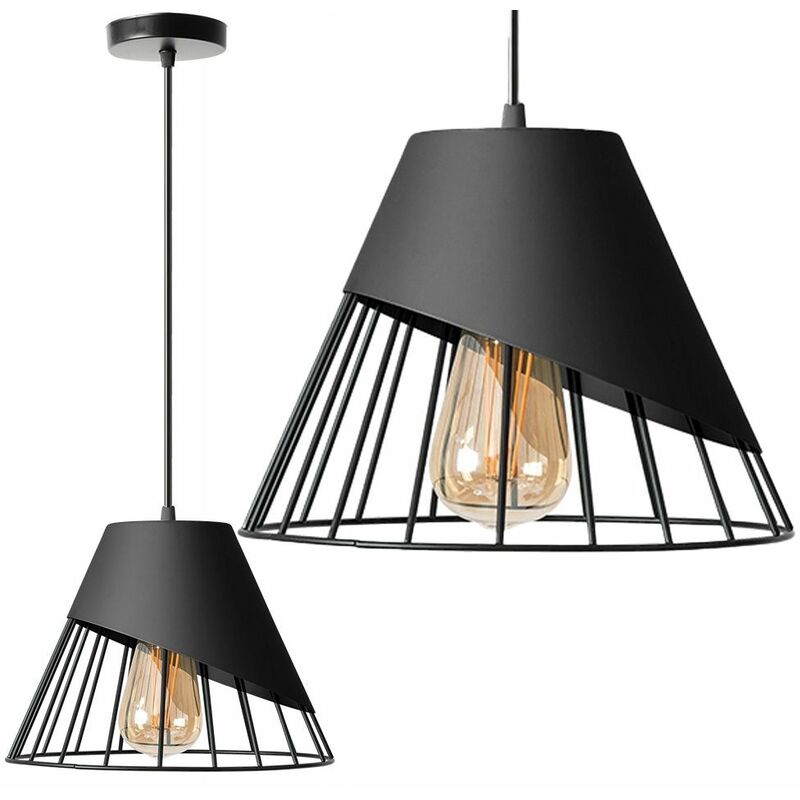 foto del prodotto lampada a sospensione app227 1cp metallo nero 1 punti luce e27 25x25x20 110cm regolabile