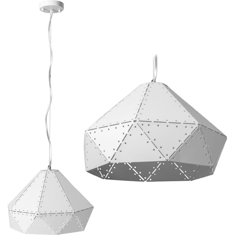 foto del prodotto lampada a sospensione app237 1cp metallo bianco triangoli 1 punti luce e27 29x29x20cm regolabile