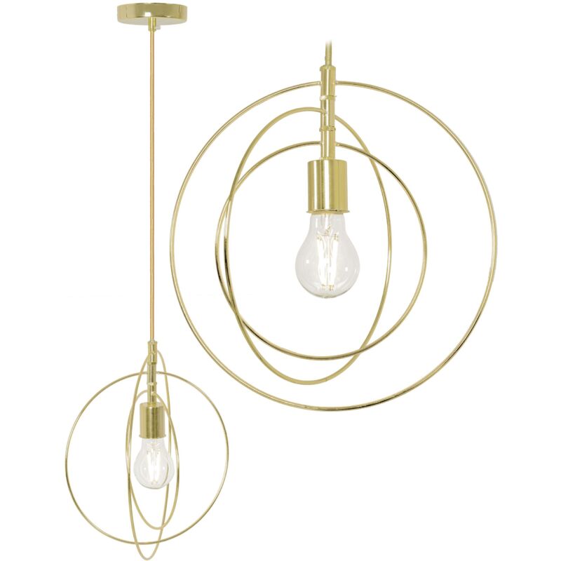 foto del prodotto lampada a sospensione app286 1cp metallo squillo oro tondo 1 punti luce e27 30x30x30cm regolabile