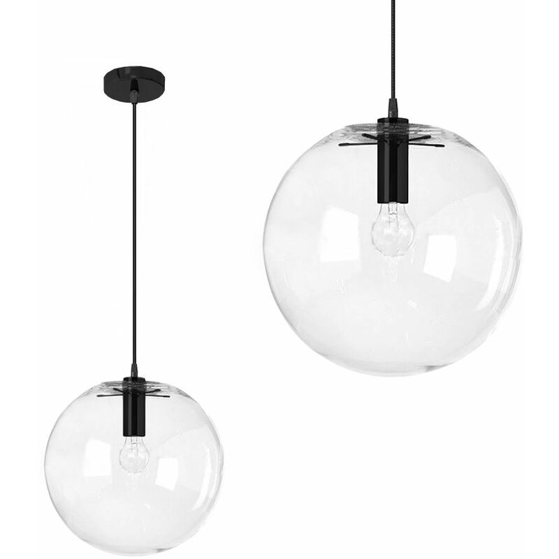 foto del prodotto lampada a sospensione app306 1cp lassi vetro nero 20cm 1 punti luce e27