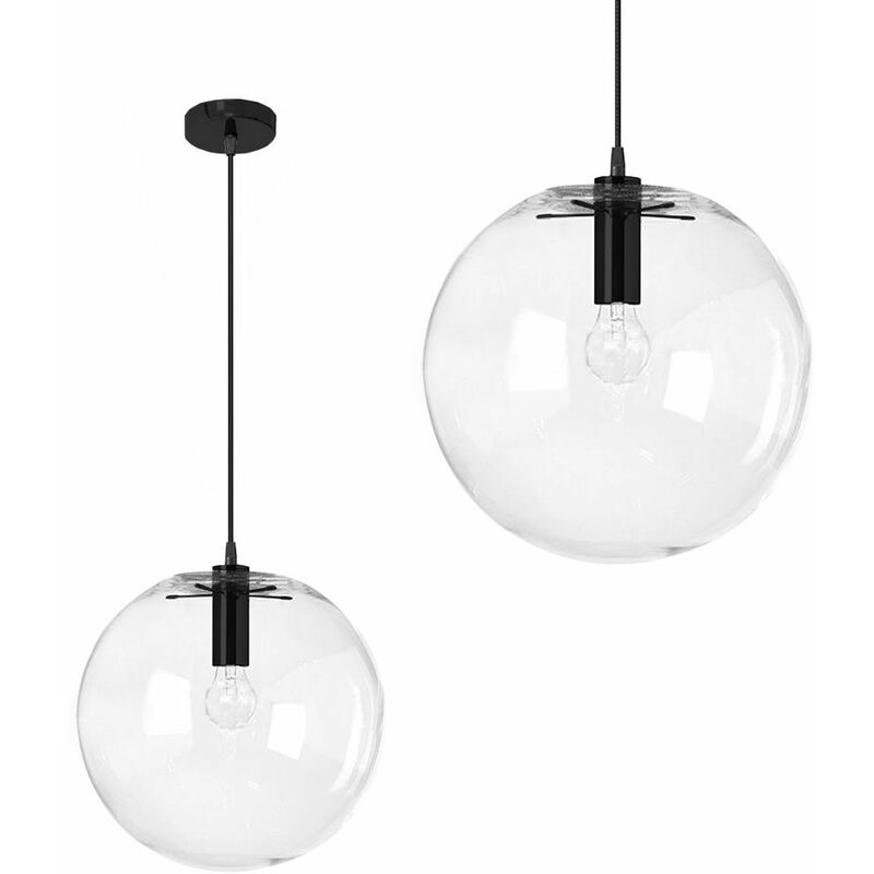 foto del prodotto lampada a sospensione app308 1cp lassi vetro nero 30cm 1 punti luce e27