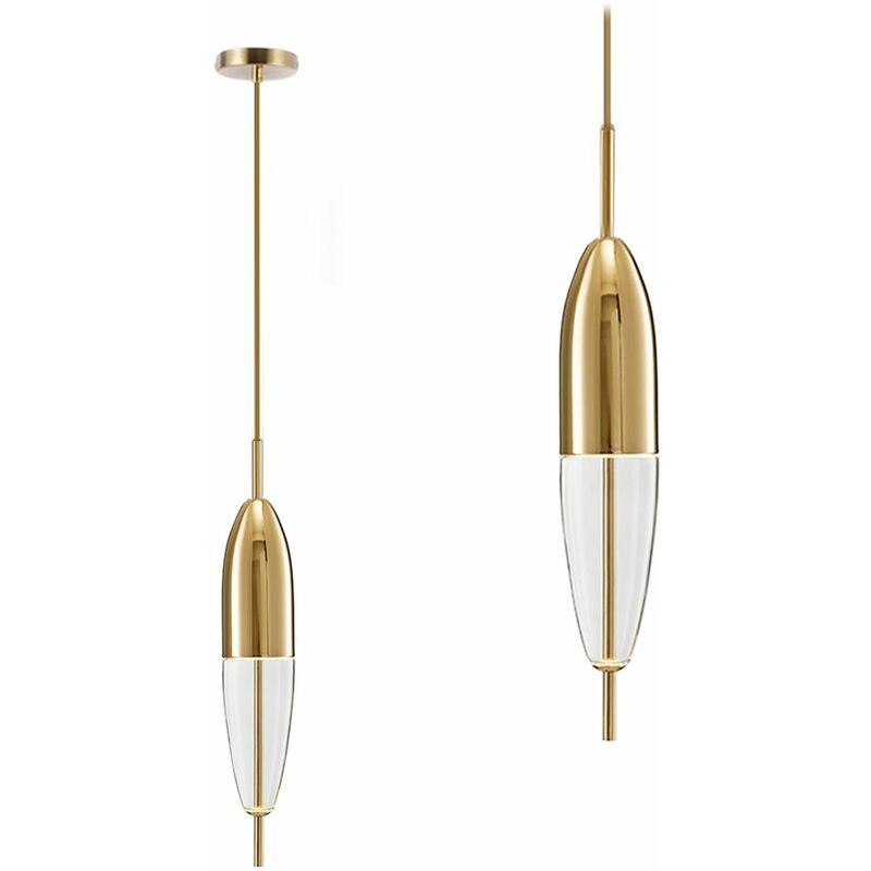 foto del prodotto lampada a sospensione app310 1cp metallo oro 1 punti luce 9x9x60 140cm regolabile