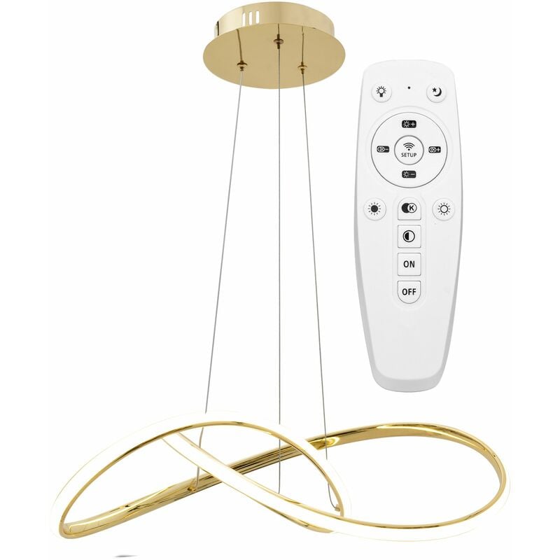 foto del prodotto lampada a sospensione app394 cp moderno oro led telecomando 1 punti luce 40w 55x55x14,5cm regolabile