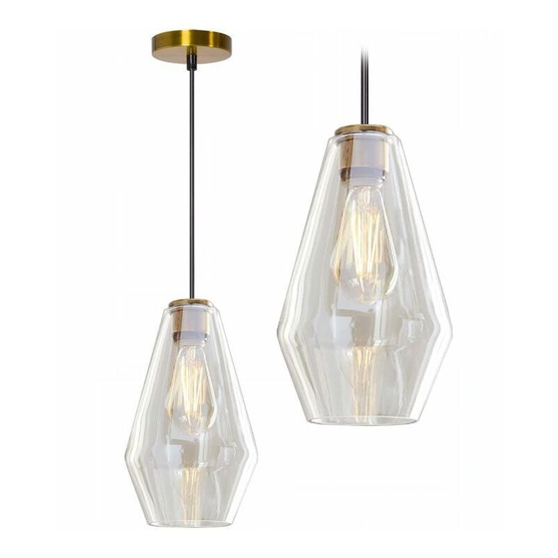foto del prodotto lampada a sospensione app438 1cp vetro trasparente 1 punti luce e27 18x18x30cm regolabile