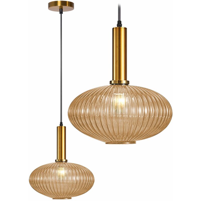 foto del prodotto lampada a sospensione app464 1cp vetro arancione tondo 1 punti luce e27 24,5x24,5x28,5cm regolabile