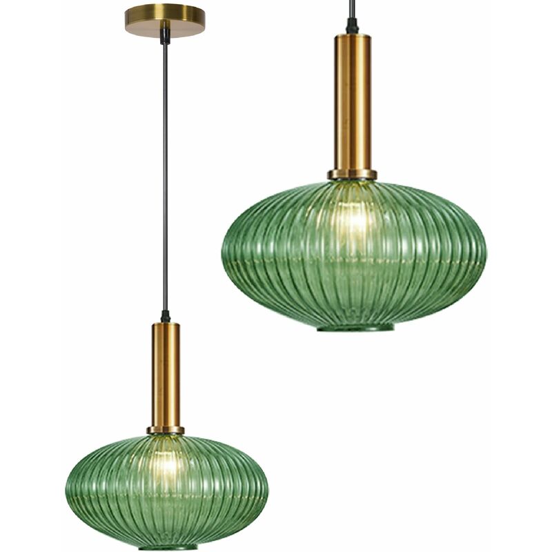 foto del prodotto lampada a sospensione app465 1cp vetro verde tondo 1 punti luce e27 24,5x24,5x28,5cm regolabile