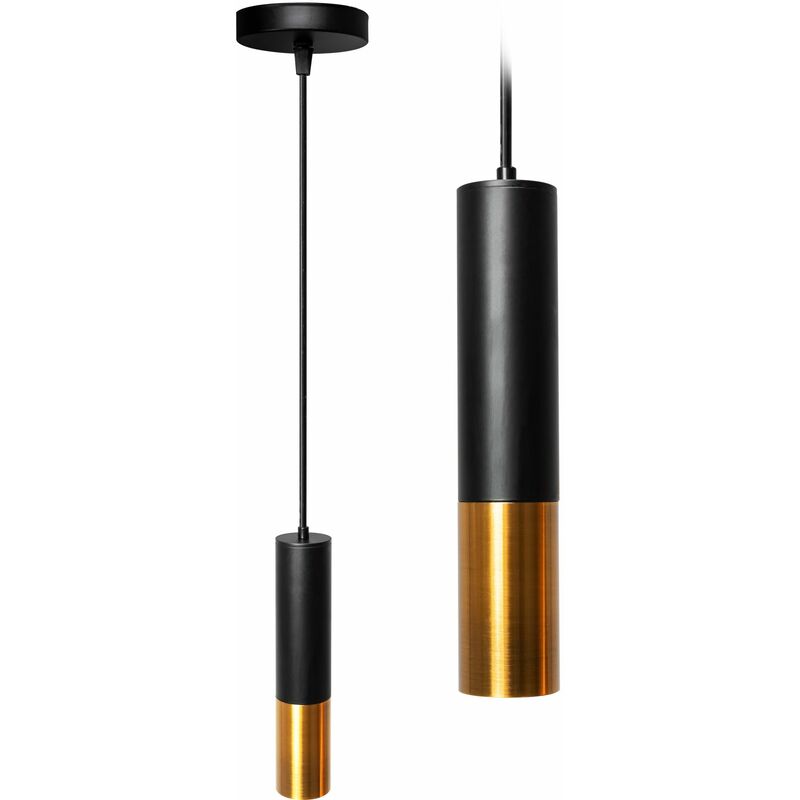 immagine 0 del prodotto lampada a sospensione app469 1cp metallo nero oro tubo 1 punti luce e27 6x6x30 120cm regolabile