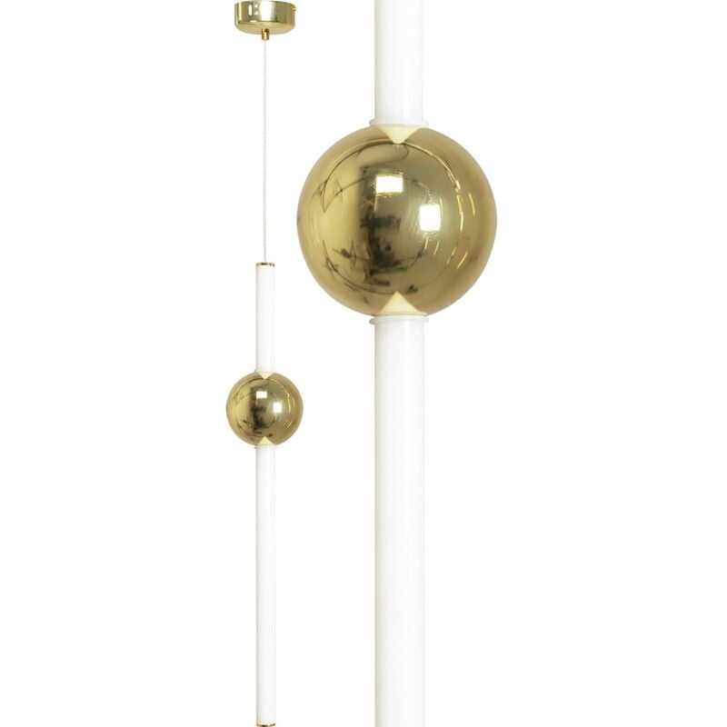 foto del prodotto lampada a sospensione app476 cp lungo bianco oro led 1 punti luce 12w 10x10x59 119cm regolabile