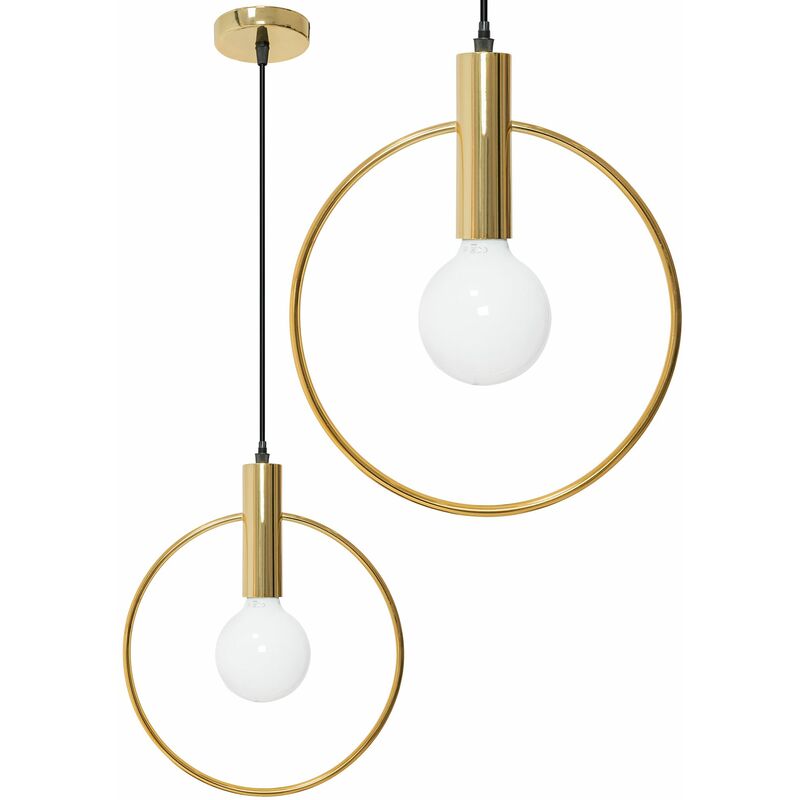 foto del prodotto lampada a sospensione app485 1cp oro cerchio 1 punti luce e27 28x28x35 95cm regolabile
