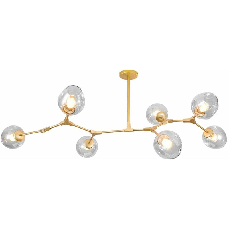 foto del prodotto lampada a sospensione app507 7c vetro sfera 7 braccio oro 7 punti luce e27 100x130x60cm