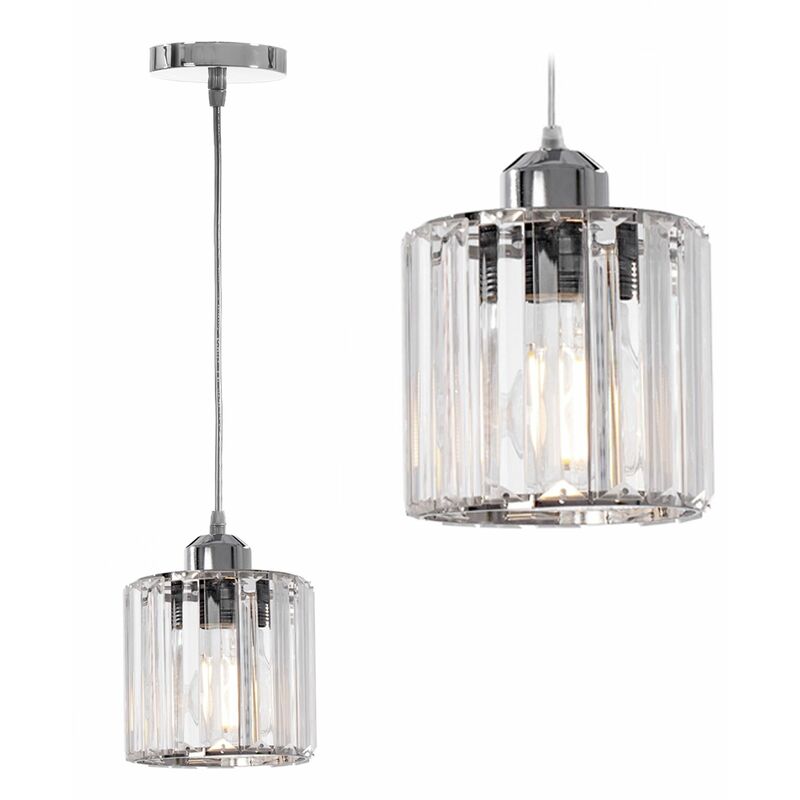 foto del prodotto lampada a sospensione app508 1cp cristallo cromo 1 punti luce e27 13x13x12 102cm regolabile