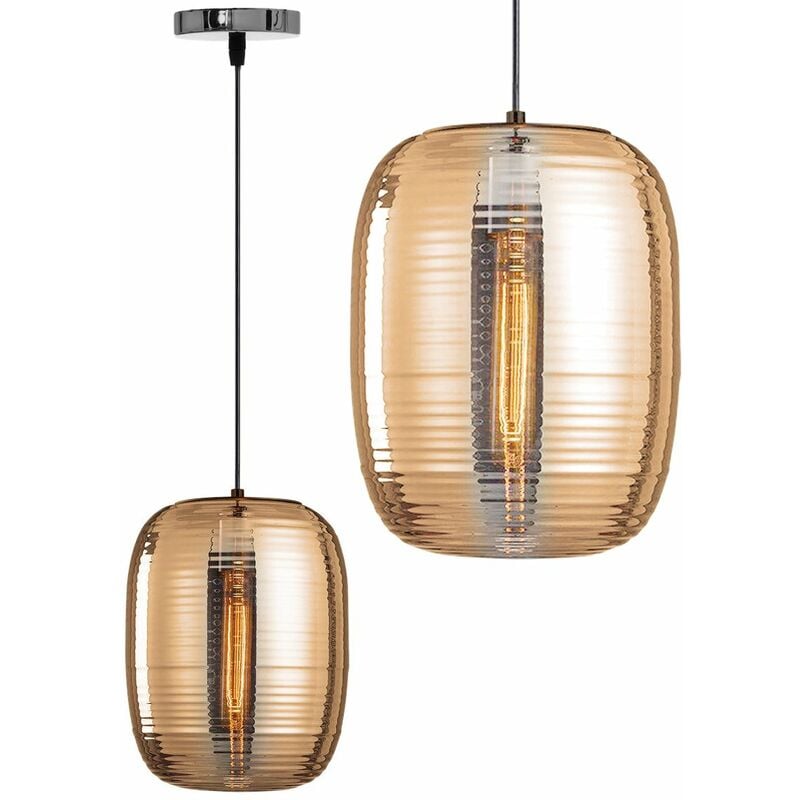 foto del prodotto lampada a sospensione app567 1cp vetro amber 1 punti luce e27 25x25x30 90cm regolabile