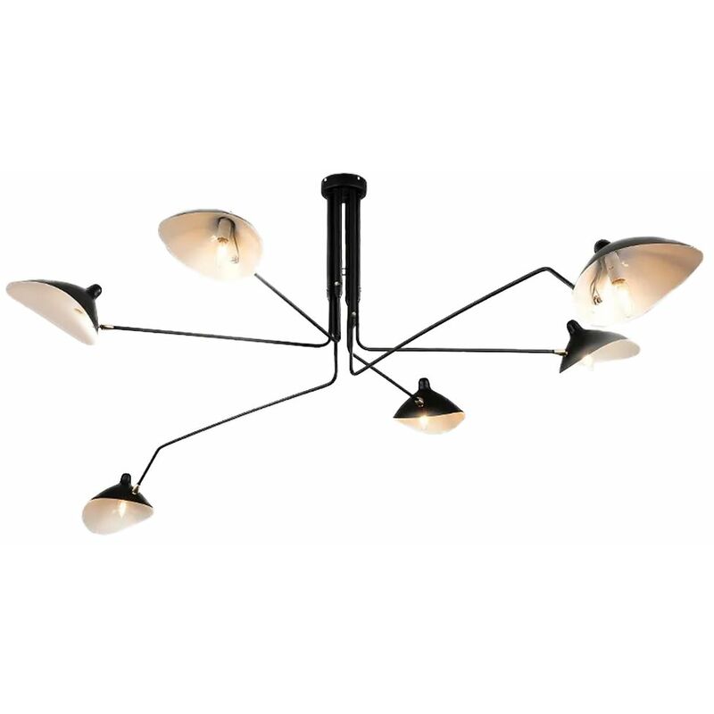 foto del prodotto lampada a sospensione app570 6c 6 braccio nero 6 punti luce e27 150x280x60cm