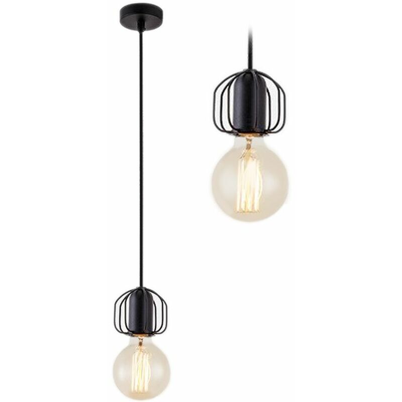 foto del prodotto lampada a sospensione app591 1cp singolo loft nero 1 punti luce e27 9x9x8x100cm regolabile