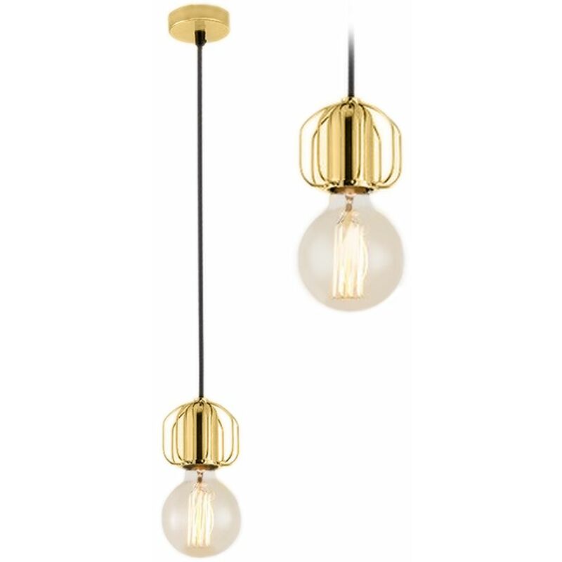 foto del prodotto lampada a sospensione app592 1cp singolo loft oro 1 punti luce e27 9x9x8x100cm regolabile
