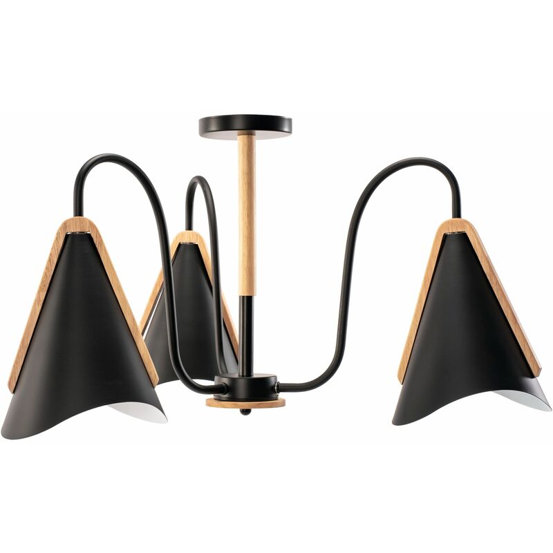 foto del prodotto lampada a sospensione app605 3c scandinavo 3 braccio nero 3 punti luce e27 55x55x37cm
