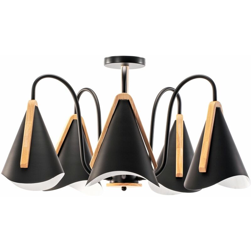foto del prodotto lampada a sospensione app607 5c scandinavo 5 braccio nero 5 punti luce e27 55x55x37cm