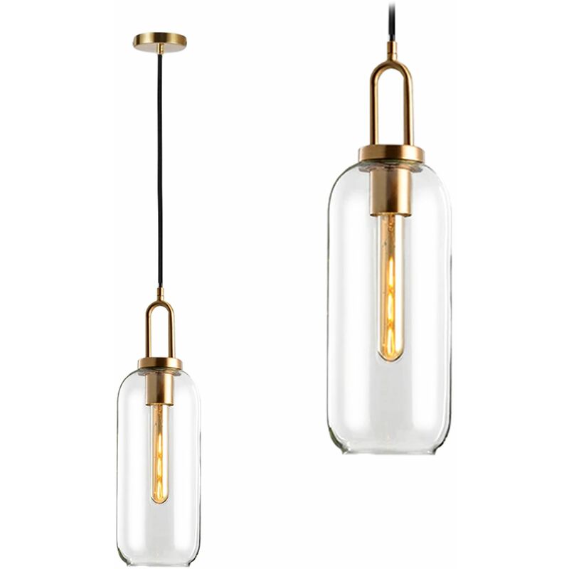 foto del prodotto lampada a sospensione app631 1cp vetro tubo 1 punti luce e27 13x13x43 95cm regolabile