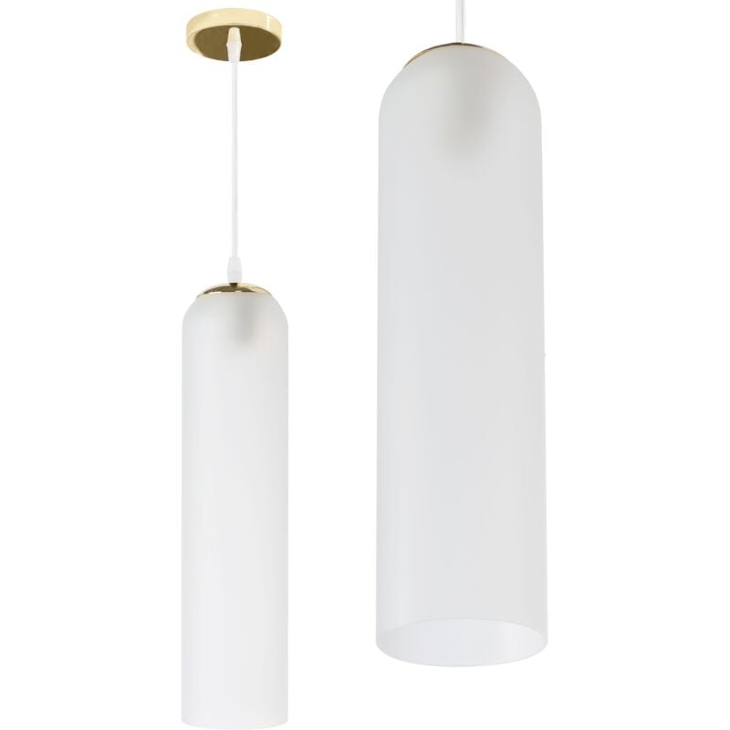 foto del prodotto lampada a sospensione app665 1cp vetro bianco oro 1 punti luce e27 10x10x40 125cm regolabile