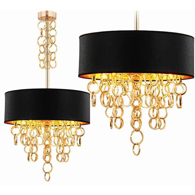 foto del prodotto lampada a sospensione app683 3cp nero oro 45cm 3 punti luce e27 45,5x45,5x82cm